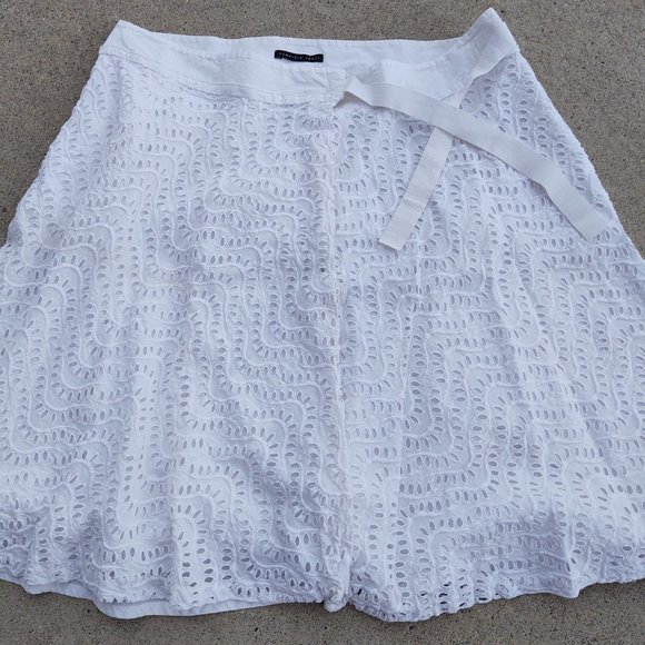 FABRIZIO LENZI EYELET WHITE LACE LINED  WRAP SKIRT SPORTY ATHLETIC CASUAL - Picture 2 of 16